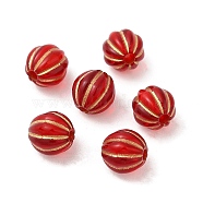 Transparent Acrylic Beads, Golden Metal Enlaced, Round, Red, 7.5mm, Hole: 1.7mm, about 2220pcs/500g(OACR-C016-01)