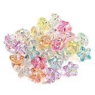 UV Plating Transparent Acrylic Beads, Iridescent Star, Mixed Color, 11x11.5x10mm, Hole: 2.5mm(MACR-D024-13)
