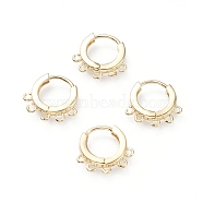 Brass Huggie Hoop Earring Findings, Ring, with Horizontal Loops, Golden, 15x14.5x2.5mm, Hole: 1mm, pin: 1mm(X-ZIRC-G156-08G)