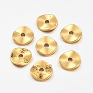 Tibetan Silver Wavy Spacer Beads, Lead Free & Nickel Free & Cadmium Free, Disc, Antique Golden Color, about 10mm in diameter, 1mm thick, hole: 2mm, about 49pcs/20g(Y-GLF9350Y-NF)