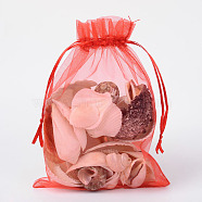 Organza Bags, with Ribbons, Red, 18x13cm(X-OP-R016-13x18cm-01)