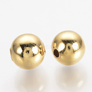 Brass Spacer Beads, Nickel Free, Real 18K Gold Plated, Round, 6mm, Hole: 1mm(KK-Q735-211G)