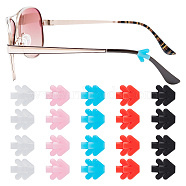 20 Pairs 5 Colors Arrow Silicone Eyeglasses Ear Grips Sleeve Holder, Anti-Slip Glasses Grips, Mixed Color, 10.5x13.5x3mm, Hole: 2x1mm, 4 Pairs/color(AJEW-DR0001-20)