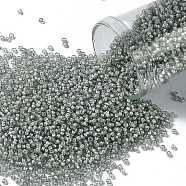 TOHO Round Seed Beads, Japanese Seed Beads, (376) Inside Color Med Gray/White-Lined, 15/0, 1.5mm, Hole: 0.7mm, about 3000pcs/10g(X-SEED-TR15-0376)