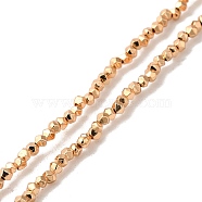 Electroplated Synthetic Non-magnetic Hematite Beads Strands, Faceted Round, Light Gold Plated, 2.5x2mm, Hole: 0.5mm, about 220pcs/strand, 15.35''(39cm)(G-I364-O01-LG)