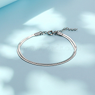 Stainless Steel Snake Chain Double Layer Multi-strand Bracelets, Stainless Steel Color, 6.69 inch(17cm)(IF0220-02)