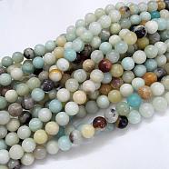 Natural Flower Amazonite Beads Strands, Round, 8mm, Hole: 1mm, about 47pcs/strand, 15.5 inch(39.5cm)(G-G692-01-8mm)