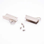 Zinc Alloy Bag Lock Catch Clasps, with Screws, Rectangle, Platinum, 3.3x1.95x0.65cm(PALLOY-WH0088-12P)