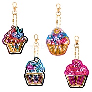 Cake Shape DIY 5D Diamond Painting Keychain, with Tray Plate, Drill Point Nails Tools, for Embroidery Arts Crafts, Mixed Color(DIY-WH0161-94)