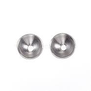 201 Stainless Steel Bead Caps, Round, Stainless Steel Color, 4x1.2mm, Hole: 1mm(STAS-F040-20G-P)