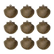 Brass Locket Pendants, Shell, Nickel Free, Antique Bronze, Tray: 15.5x13.5mm, 23.5x22x9mm, Hole: 1mm(KK-C3007-AB-NF)