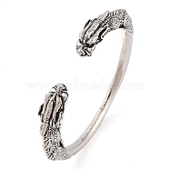 Tibetan Style Alloy Cuff Bangles, Vintage Styles Dragon Bangles for Women, Antique Silver, Inner Diameter: 2-1/4 inch(5.75cm)(BJEW-P337-03AS)