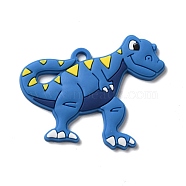 PVC Cartoon Pendants, Dinosaur, Royal Blue, 41x50x3mm, Hole: 3.5mm(KY-F018-10)