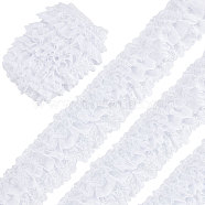 5 Yards 3-Layer Pleated Polyester Chiffon Lace Trim, for Costume Decoration, White, 4 inch(100mm)(OCOR-WH0082-01A)
