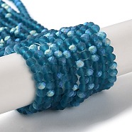 Imitation Jade Glass Beads Strands, Half AB Color Plated, Faceted, Frosted, Rondelle, Marine Blue, 3.5x3mm, Hole: 1mm, about 117pcs/strand, 13.66''~13.90''(34.7~35.3cm)(EGLA-A034-T3mm-MB27)