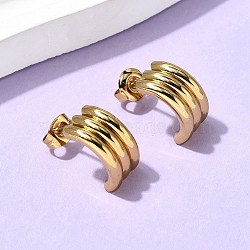 201 Stainless Steel Triple Stud Earrings, with 304 Stainless Steel Pins, PVD Vacuum Plating, Long-Lasting Plated, Golden, 15.5x7x7.5mm(EJEW-Z151-01G)