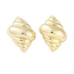 Sea Snail Brass Stud Earrings for Women, Real 18K Gold Plated, 27x21mm(EJEW-S232-01G)