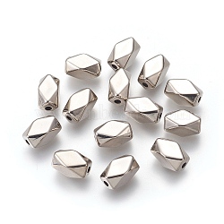 CCB Plastic Beads, Faceted, Cuboid, Platinum, 13.2x7.5mm, Hole: 2.3mm(CCB-L006-10P)