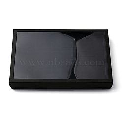 100-Slot Rectangle Black Paper Ring Presentation Boxes with Clear Lid, Jewelry Finger Rings Organizer Box , Black, 29x19x3.9cm(RDIS-WH0006-29A)