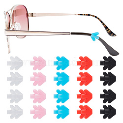 20 Pairs 5 Colors Arrow Silicone Eyeglasses Ear Grips Sleeve Holder, Anti-Slip Glasses Grips, Mixed Color, 10.5x13.5x3mm, Hole: 2x1mm, 4 Pairs/color(AJEW-DR0001-20)