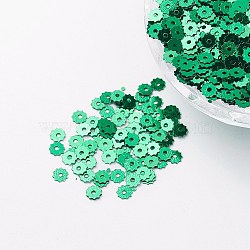 Ornament Accessories Plastic Paillette/Sequins Beads, Gear, Green, 4~5x0.1mm, Hole: 1mm(PVC-E001-03-YD03)