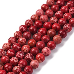 Dyed Natural Regalite/Imperial Jasper/Sea Sediment Jasper Beads Strands, Round, Dark Red, 6mm, Hole: 1.2mm, about 32pcs/strand, 7.68''(19.5cm)(G-B124-C02-12)