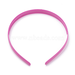 Hair Accessories Plain Plastic Hair Band Findings, with Teeth, Hot Pink, 114~120x12~12.5mm(OHAR-N005-01C)