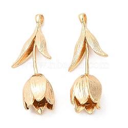 Brass Pendants, Tulip Charm, Real 18K Gold Plated, 27x11x8mm, Hole: 1x2mm(KK-G468-56G)