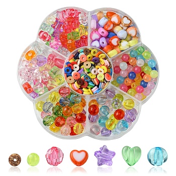 DIY Jewelry Making Kit, Including Polymer Clay Beads,  Acrylic Beads, Mixed Color, 5~9x5.5~9.5x1~8mm, Hole: 1~2.5mm