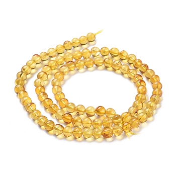 Natural Amber Beads Strands, Round, 5~5.5mm, Hole: 0.5mm, about 88pcs/Strand, 15.75 inch(40cm)