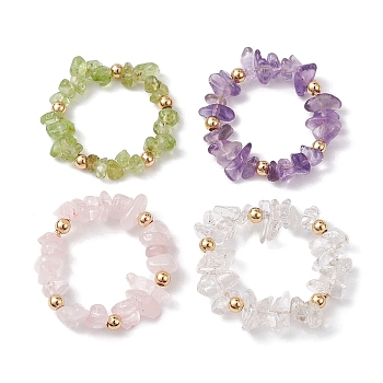 Natural Mixed Gemstone Chips Beaded Stretch Ring, Inner Diameter: 22mm