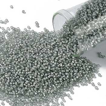 TOHO Round Seed Beads, Japanese Seed Beads, (376) Inside Color Med Gray/White-Lined, 15/0, 1.5mm, Hole: 0.7mm, about 3000pcs/10g
