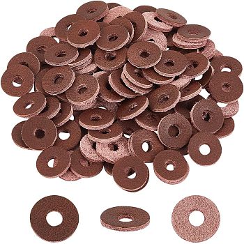 Leather Washers, Leather Spacer, Flat Round, Coconut Brown, 15x2mm, Hole: 5mm