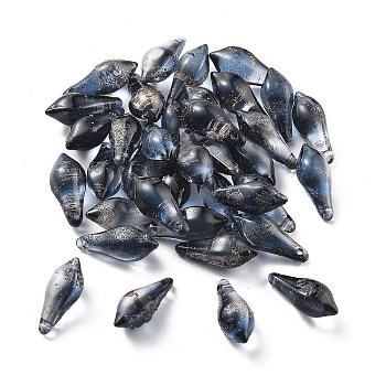 Handmade Gold Sand Lampwork Beads, Teardrop, Midnight Blue, 19x8mm, Hole: 1mm