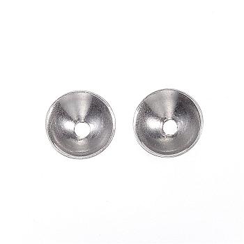 201 Stainless Steel Bead Caps, Round, Stainless Steel Color, 4x1.2mm, Hole: 1mm