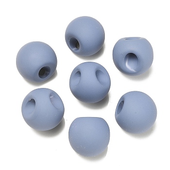 Rubberized Acrylic Beads, Round, Top Drilled, Slate Gray, 18x18x18mm, Hole: 3mm