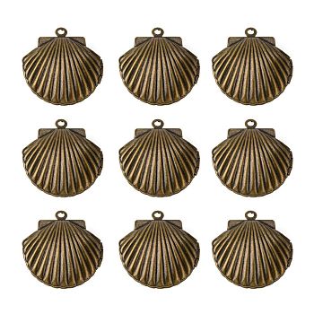 Brass Locket Pendants, Shell, Nickel Free, Antique Bronze, Tray: 15.5x13.5mm, 23.5x22x9mm, Hole: 1mm