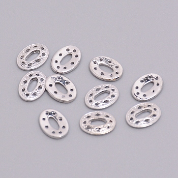 Alloy Cabochons, Nail Art Decoration Accessories, Oval, Cadmium Free & Lead Free, Platinum, 8.5x6x1mm