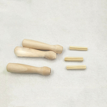 Wood Punch Needle Handle, Wool Felt Needlework Tool, Linen, 69.5x15mm