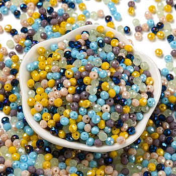 Glass Beads, Faceted, Rondelle, Sky Blue, 4x3mm, Hole: 0.4mm, about 6800pcs/500g