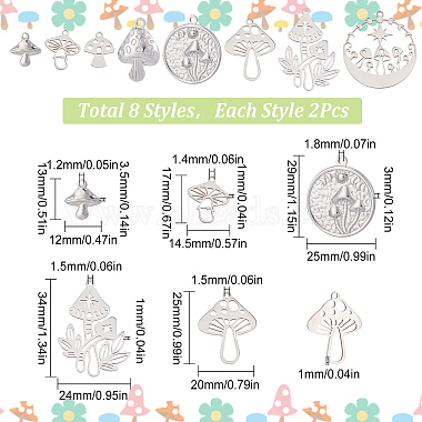 16Pcs 8 Style 201 & 304 Stainless Steel Charms(STAS-SC0004-92)-2
