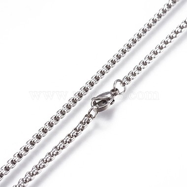 304 Stainless Steel Box Chain Necklaces(X-NJEW-P244-01P)-2