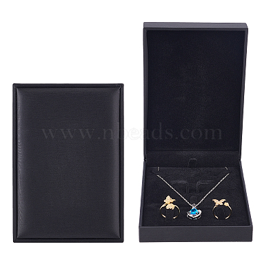 Black Rectangle Imitation Leather Jewelry Set Box