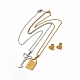 Heart Skeleton Key & Padlock Couple Pendant Necklaces & Stud Earrings(SJEW-E045-02GP)-1