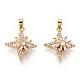 Rotatable Brass Micro Clear Pave Cubic Zirconia Pendants(KK-E068-VC294)-1