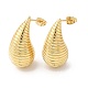 Rack Plating Brass Teardrop with Stripe Stud Earrings(EJEW-R150-03G)-1