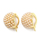 Rack Plating Brass Round Dome Hoop Earrings with Plastic Pearl Beaded(EJEW-Q779-04G)-1