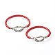 Bracelets en cordon tressé en cuir de vachette imitation pour couple(BJEW-JB06443)-7