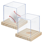 Acrylic Baseball Display Cases with Wooden Base, Rectangle, Clear, 13x13x14cm(ODIS-WH0081-16)
