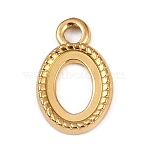 304 Stainless Steel Pendant Cabochon Settings, Oval, Open Back Settings, Golden, Tray: 8.5x6.5mm, 13.5x8.5x1.5mm, Hole: 1.8mm(STAS-B092-01G)